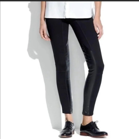 Madewell Black  Faux Leather Panel Pants - Picture 2 of 13